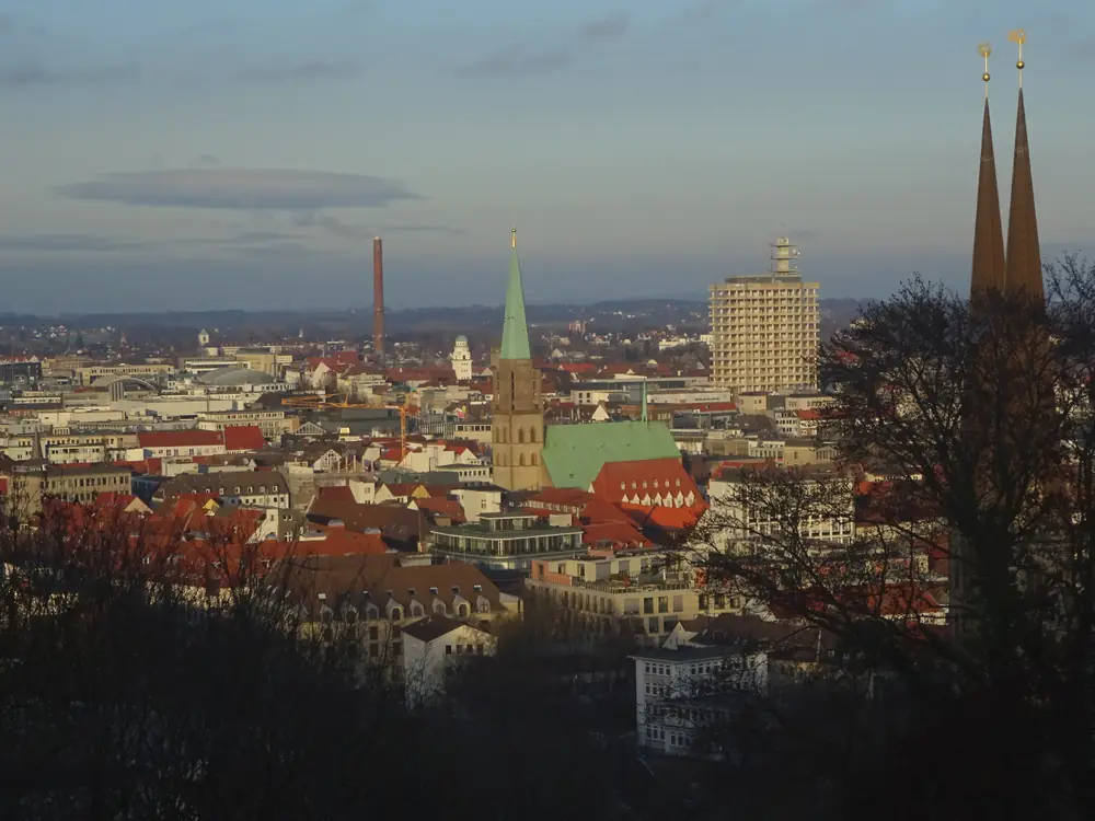 Bielefeld in evening light, seen from Sparrenburg Castle