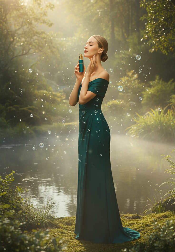 Scientific Hydration - Deep moisture powered by microalgae bioactives. demonstrating microalgae biotechnology benefits for skin health and natural beauty enhancement